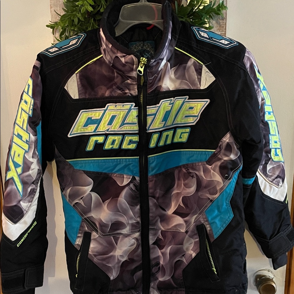 Castle Racing Kids Puffer Jacket - Black and Blue